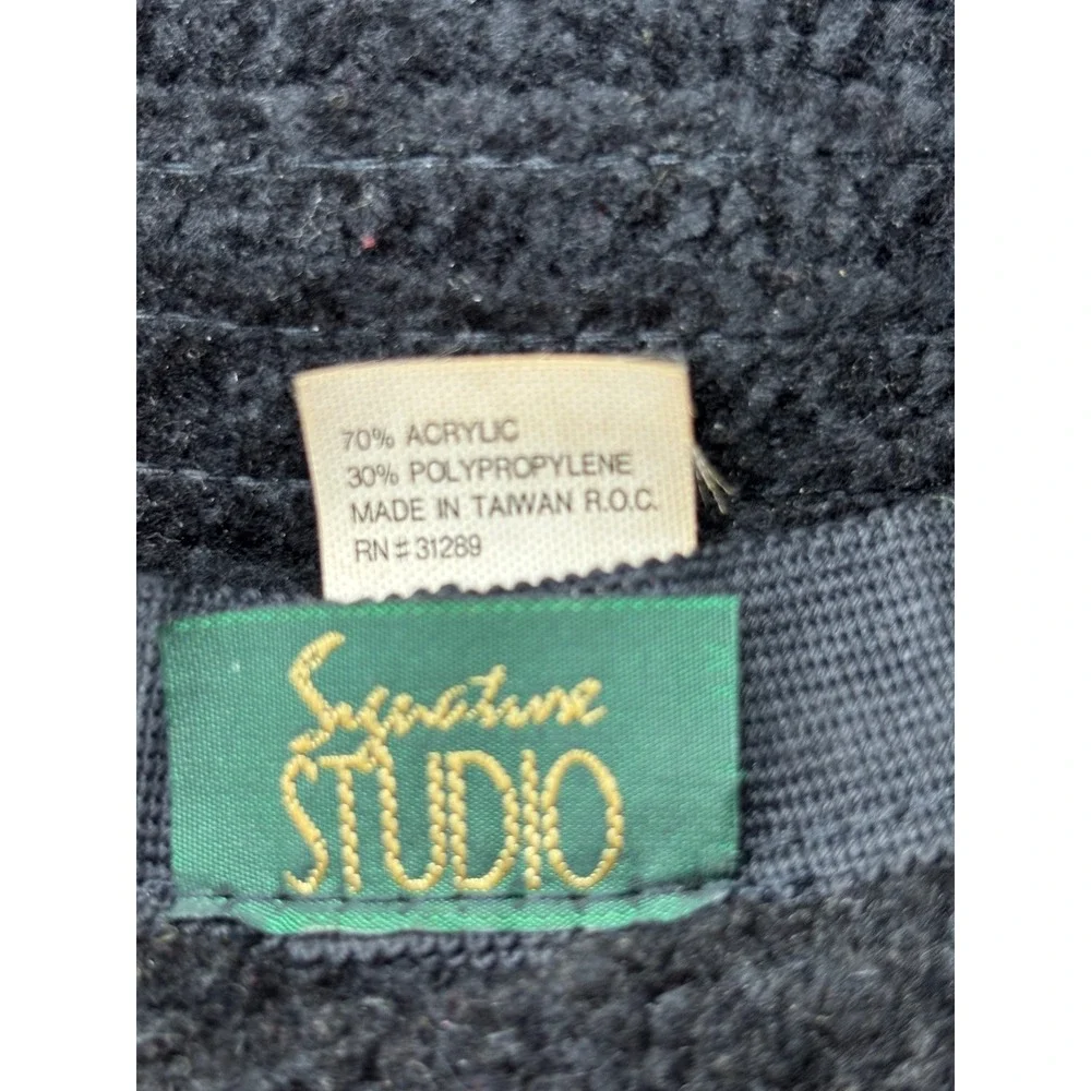 Signature Studio Black Textured Knit Wide Brim Sun Hat RN 31289 Vintage Style
